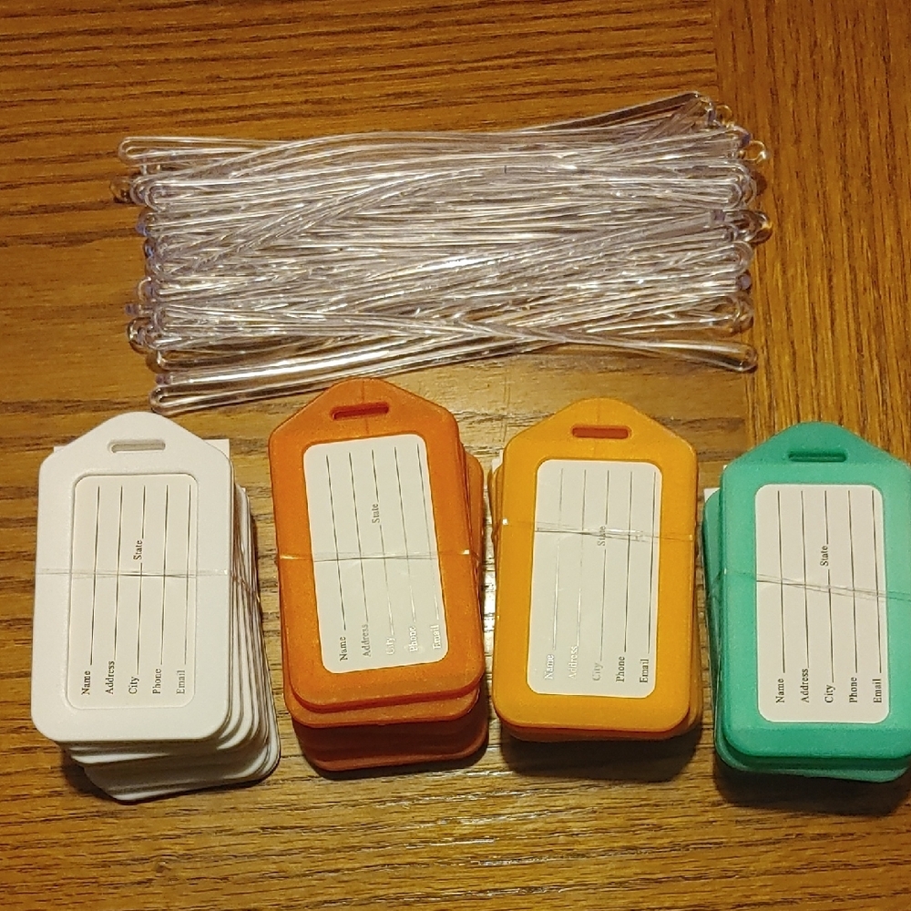 Colorful Luggage Tags with Clear Loops